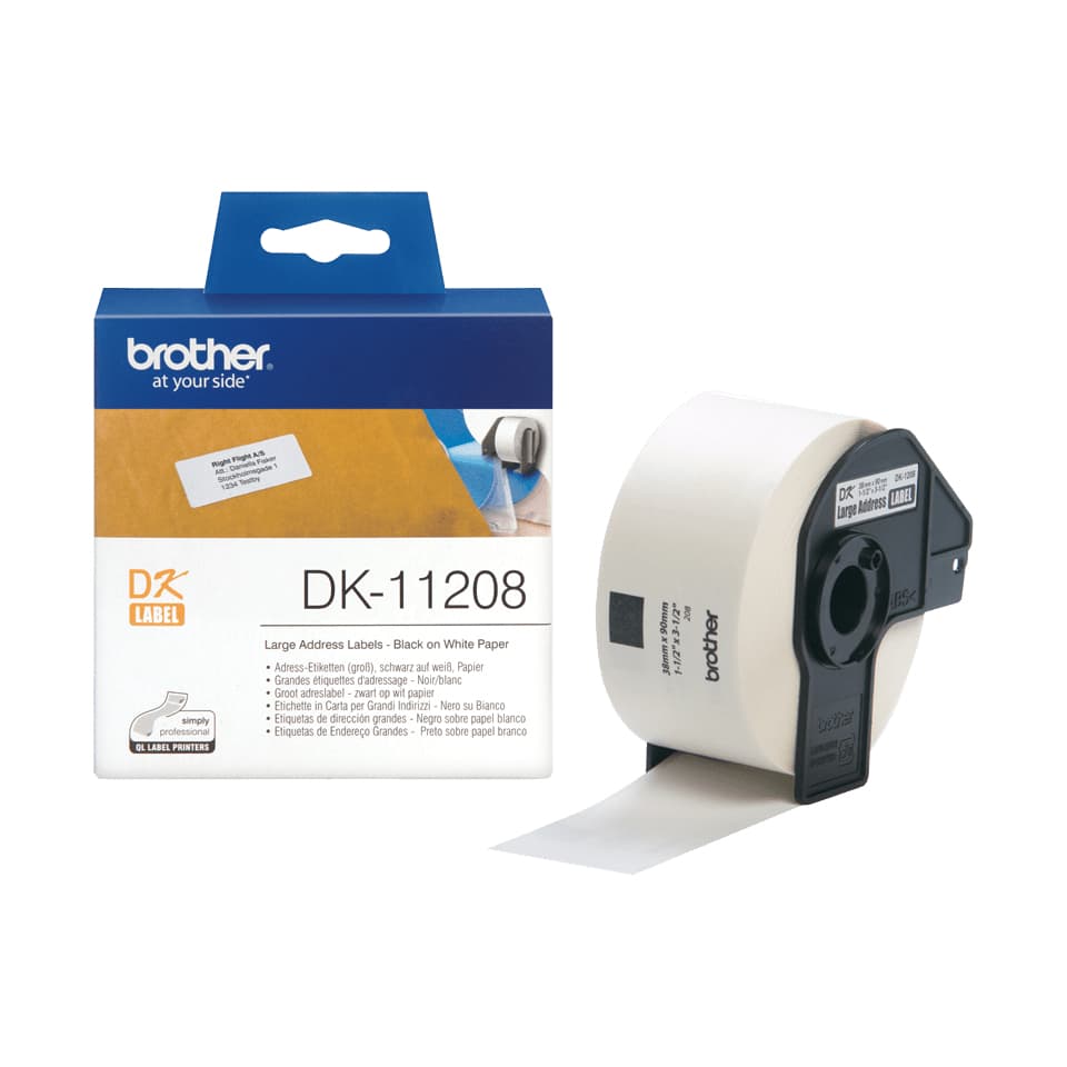 Brother DK-11208 cinta para impresora de etiquetas Negro sobre blanco