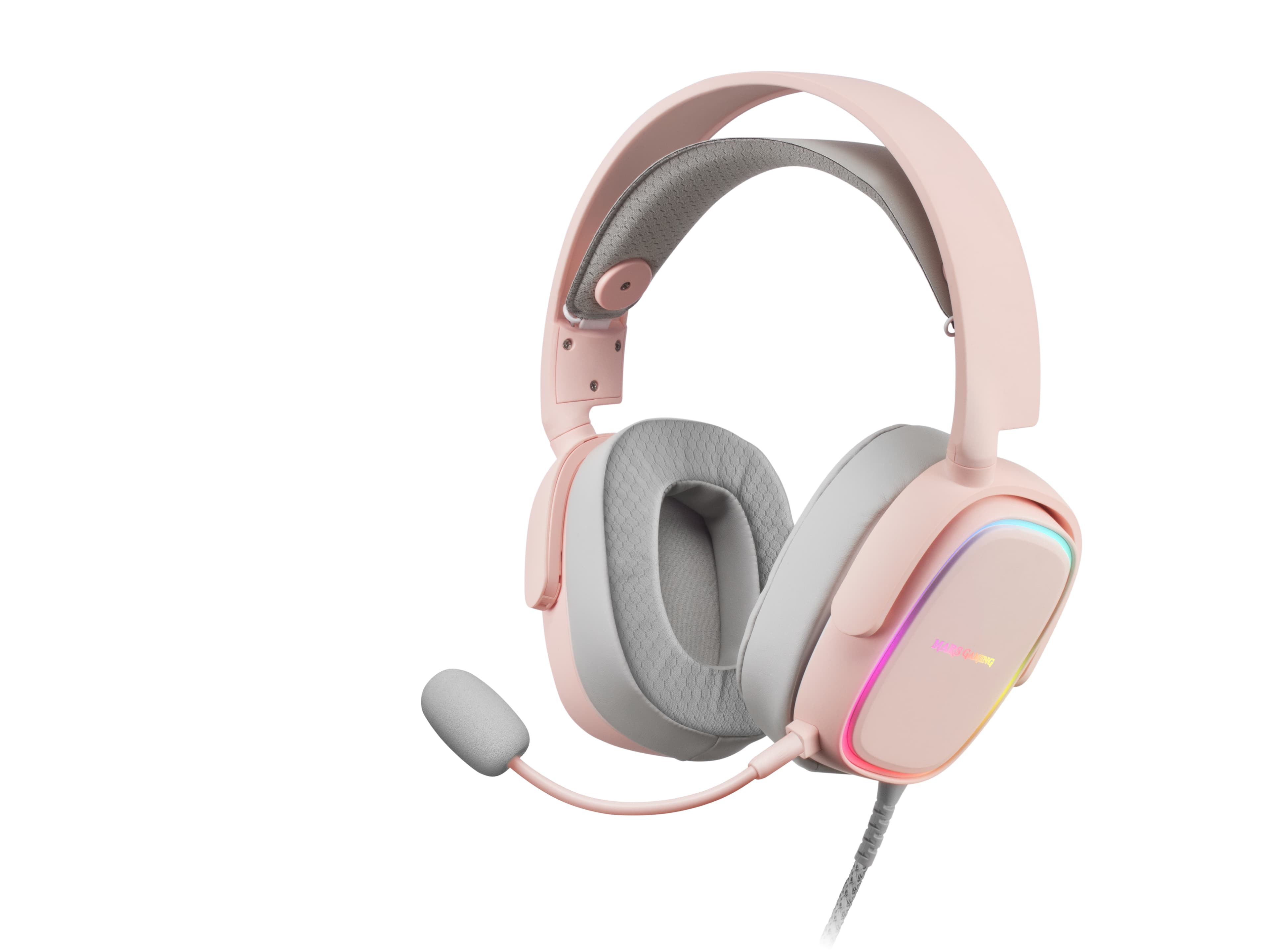 Mars Gaming MHAX Rosa, Auriculares Gaming RGB, Micrófono Extraíble, HiFi, Compatibilidad Multiplataforma