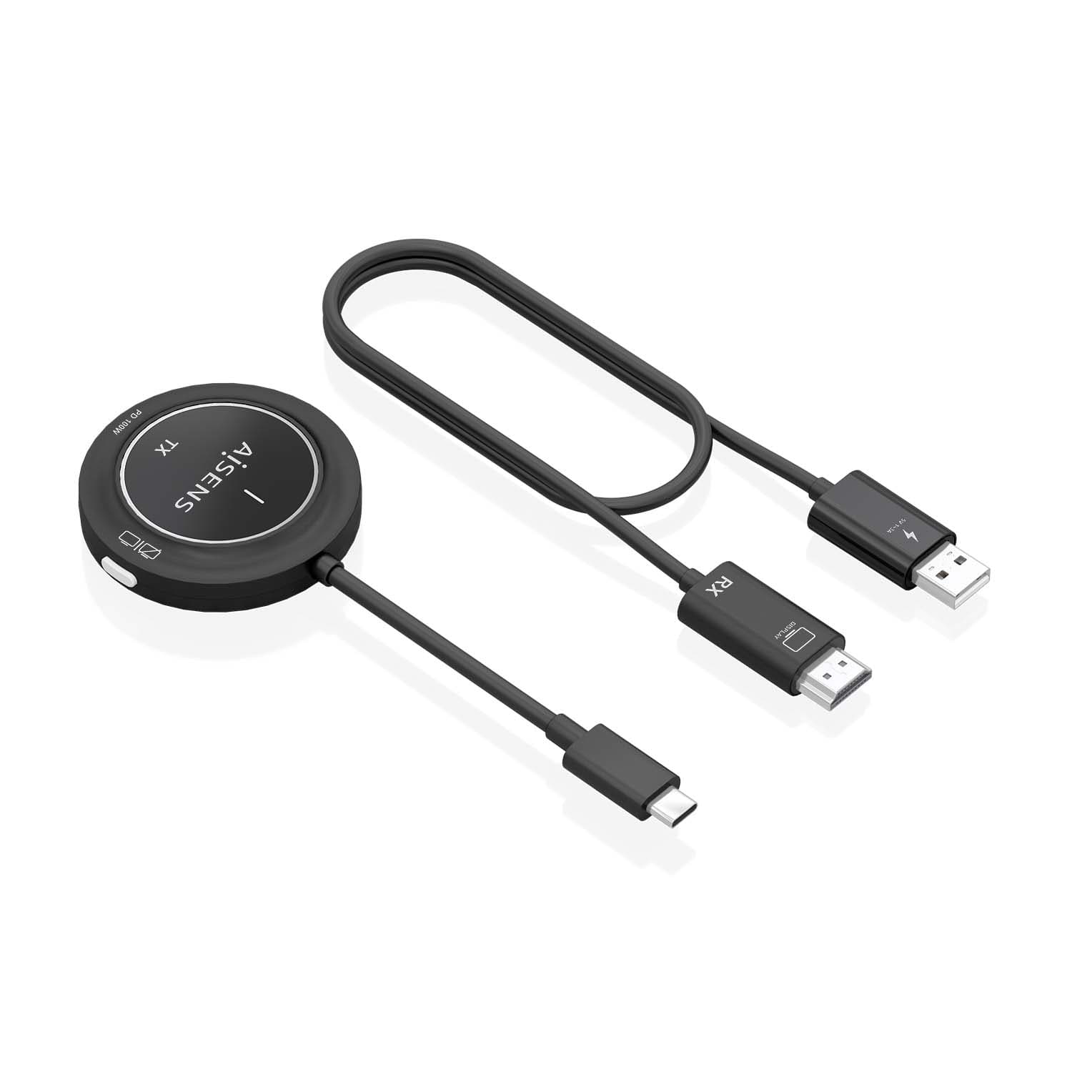 AISENS USB-C A HDMI Inalambrico 1080P 30m + USB-C PD 100W, Negro