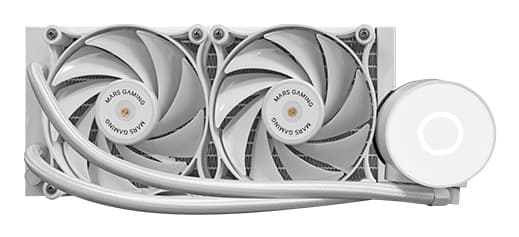 Mars Gaming ML-PRO240, Refrigeración Líquida CPU Profesional, TDP 450W, 2 Ventiladores FDB Ultra-silenciosos, Bomba Opti-Chamber con Anillo de Iluminación Blanco, Multisocket Universal, Blanco