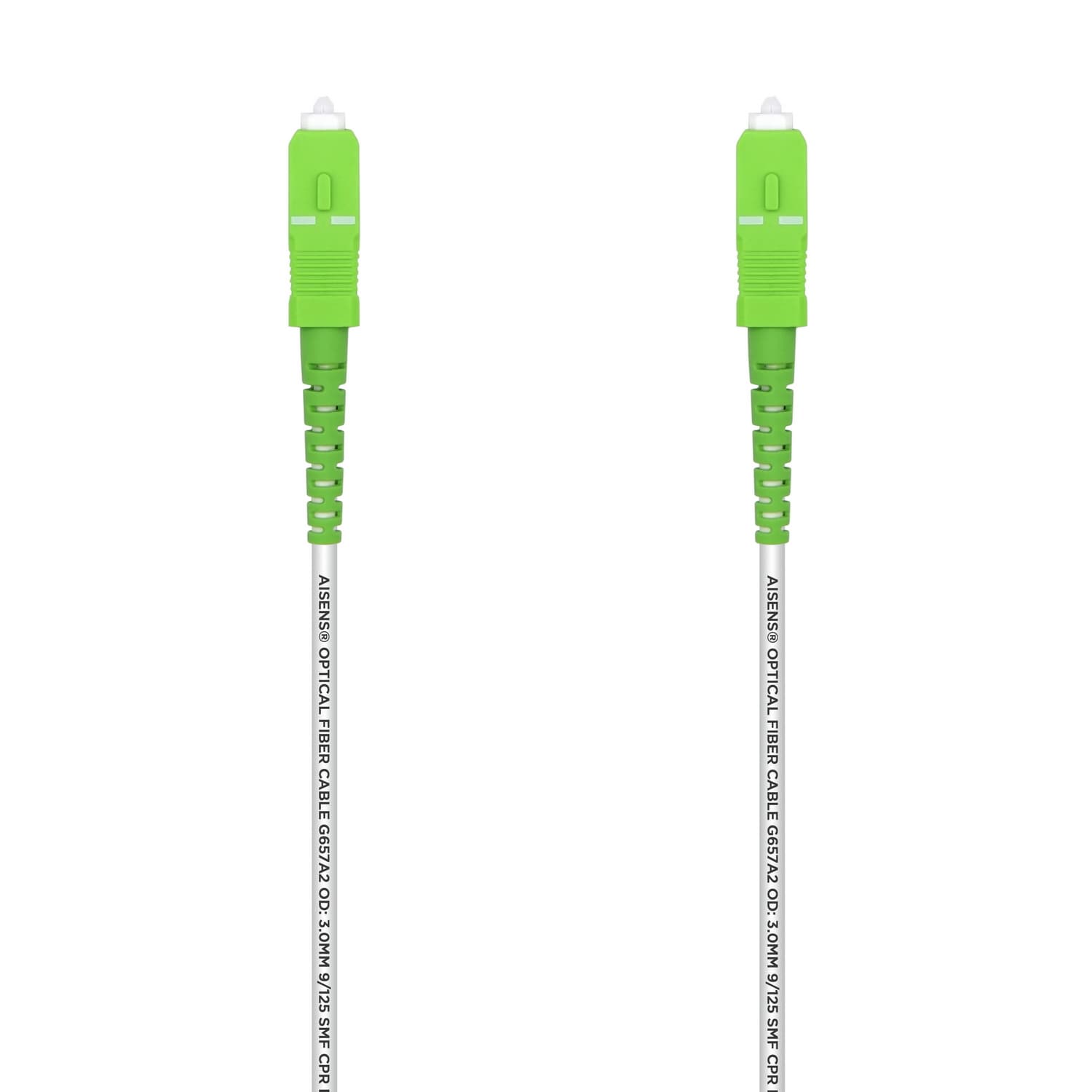 AISENS Cable Fibra Óptica Latiguillo G657A2 3.0 9/125 SMF Simplex CPR DCA LSZH, SC/APC-SC/APC, Blanco, 30 m