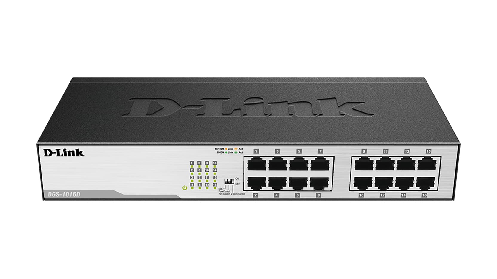 D-Link DGS-1016D switch No administrado Gigabit Ethernet (10/100/1000) 1U Negro, Plata