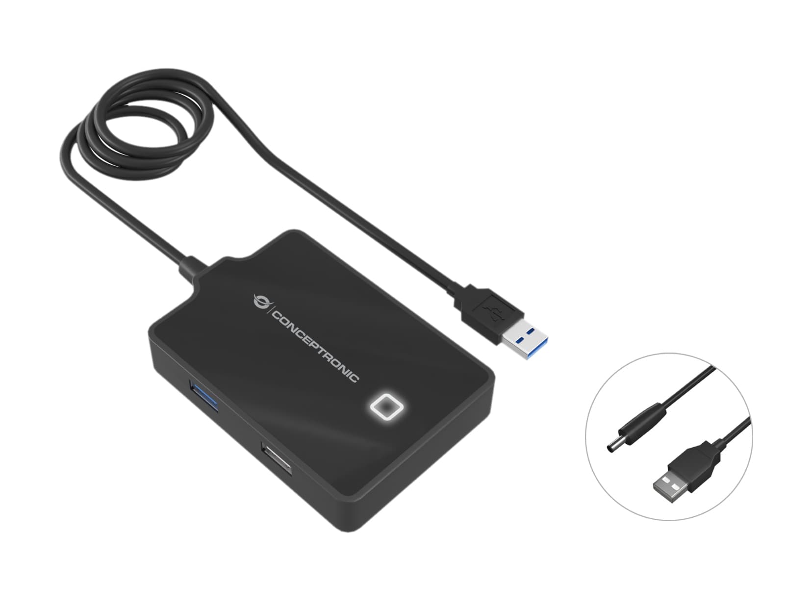 Conceptronic HUBBIES10B base para portátil y replicador de puertos USB 3.2 Gen 1 (3.1 Gen 1) Type-A Negro