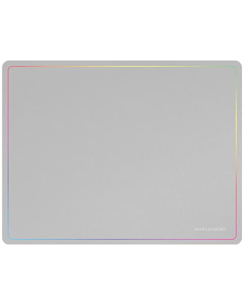 Mars Gaming MMP124, Alfombrilla Gaming 360x260mm, Diseño de Bordes Rainbow, Base Antideslizante de Caucho Natural, Superficie Nanotextil de Alta Precisión, Alfombrilla de Ratón Flexible, Blanco