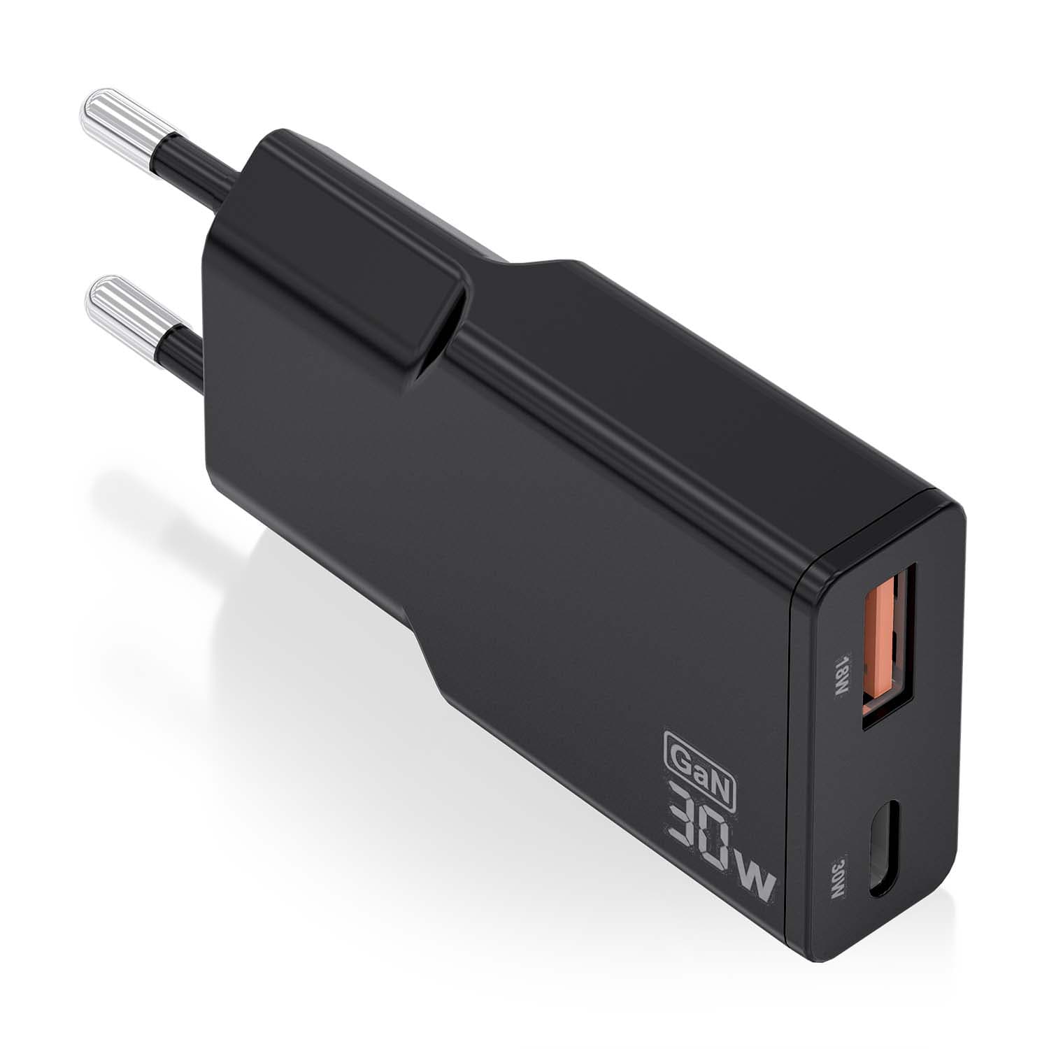 AISENS ASCH-30W2P047-BK cargador de dispositivo móvil Cámara digital, MP3, MP4, Teléfono móvil, Navegante, Portátil, Consola de juegos portátil, Smartphone, Tableta, Universal Negro Corriente alterna Carga rápida Interior
