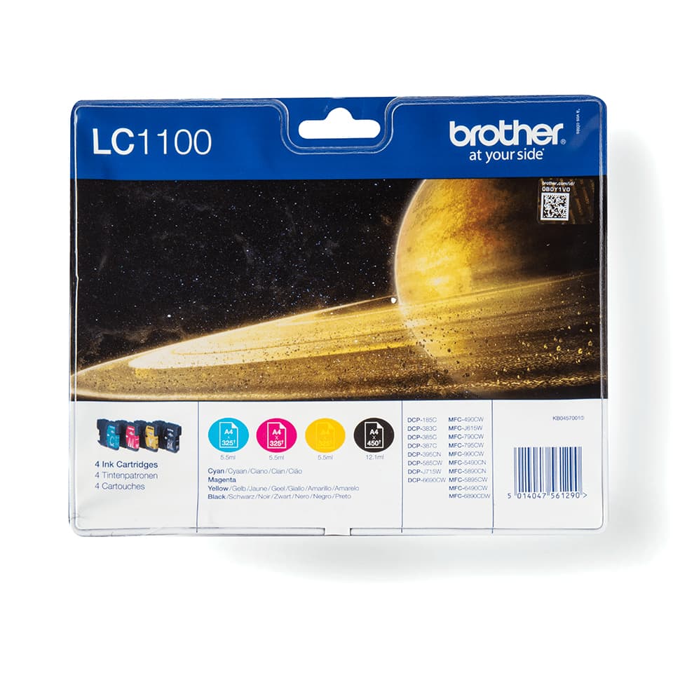 Brother LC1100VALBP cartucho de tinta 4 pieza(s) Original Negro, Cian, Magenta, Amarillo