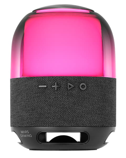 Mars Gaming MS-FLOW, Altavoz Portátil Bluetooth 15W, Iluminación Orbilight RGB 360°, Sonido Potente con Driver DeepBass 57mm, Altavoz Gaming Compacto con Bluetooth 5.3 y MicroSD, Negro