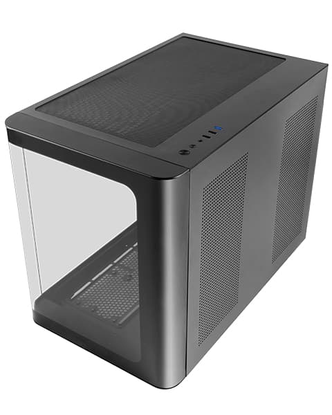 Mars Gaming MC-FUSIONM, Caja Gaming Micro-ATX, Ventana Lateral y Frontal Curvo de Cristal Templado Continuo, Minitorre PC Doble Cámara, Soporte Refrigeración Líquida, Espacio Interno Optimizado, Negro
