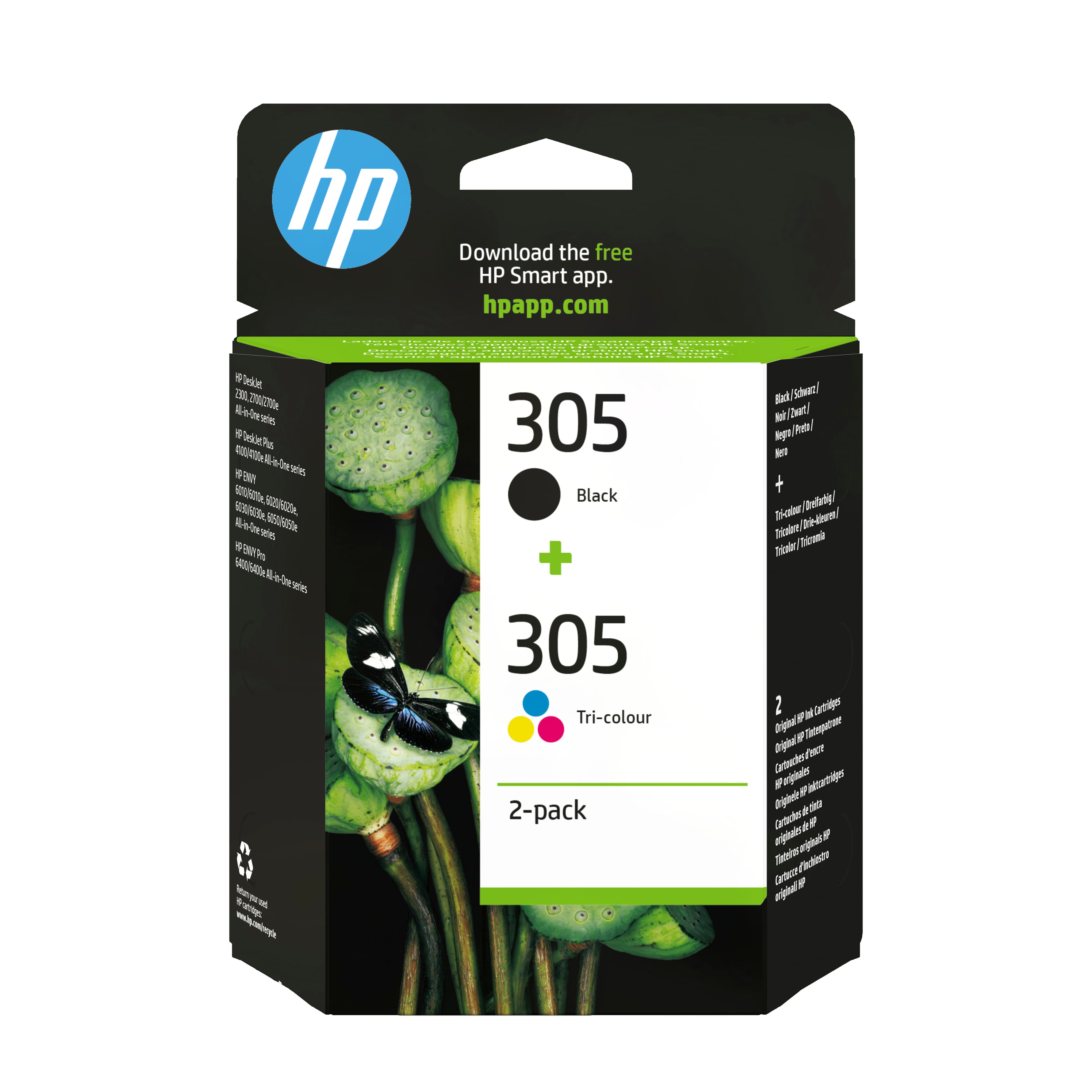 HP Paquete de 2 cartuchos de tinta original 305 tricolor / negro