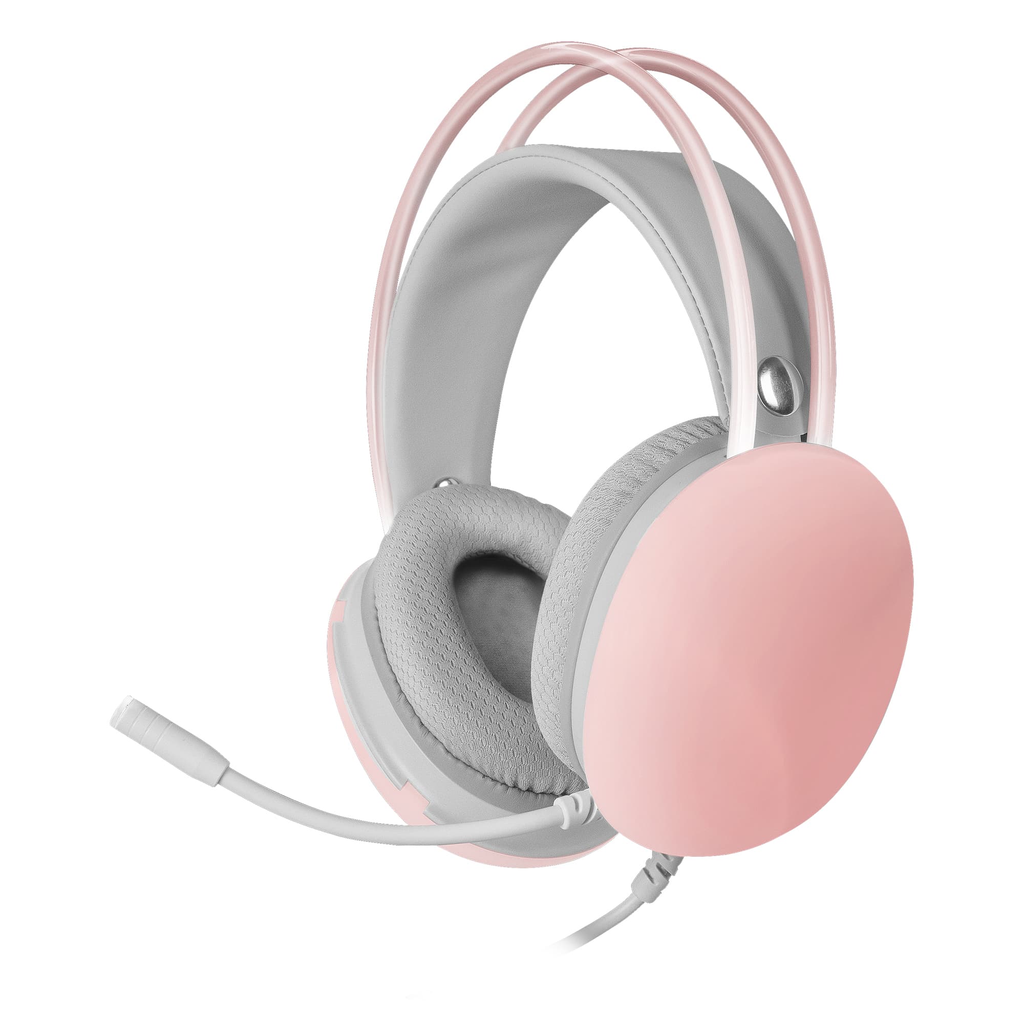 Mars Gaming MH-GLOW Rosa, Auriculares 360° Full Chroma RGB Flow, Micrófono Cancelación de Ruido, Diseño Ultra-ligero, Almohadillas Mempory-Foam, Compatibilidad Universal