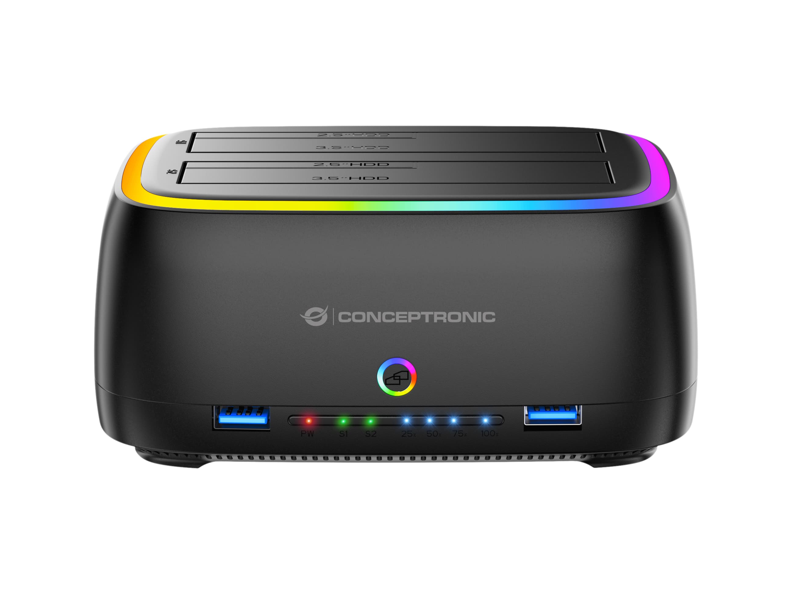 Conceptronic DONN36B base de conexión para disco duro USB 3.2 Gen 1 (3.1 Gen 1) Type-C Negro