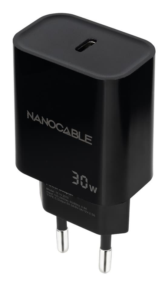 Nanocable Cargador USB-C PD 30W, Negro