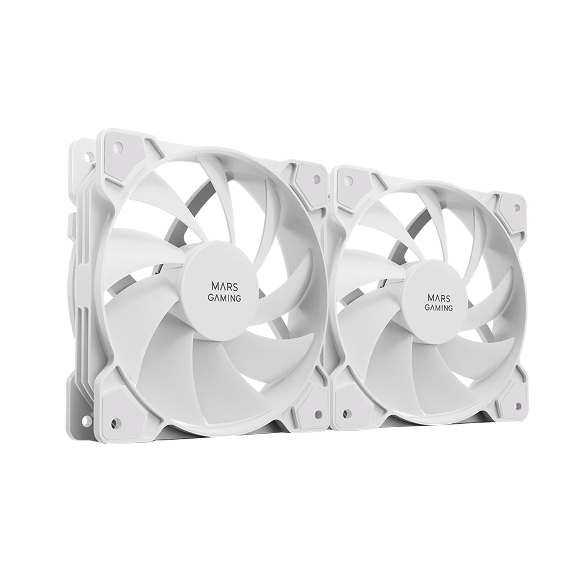 Mars Gaming MF-PROX2 Blanco, Kit 2 Ventiladores 120mm, Sistema Anti-vibraciones, Ultra-silenciosos, Doble Conexión 3PIN + 4PIN