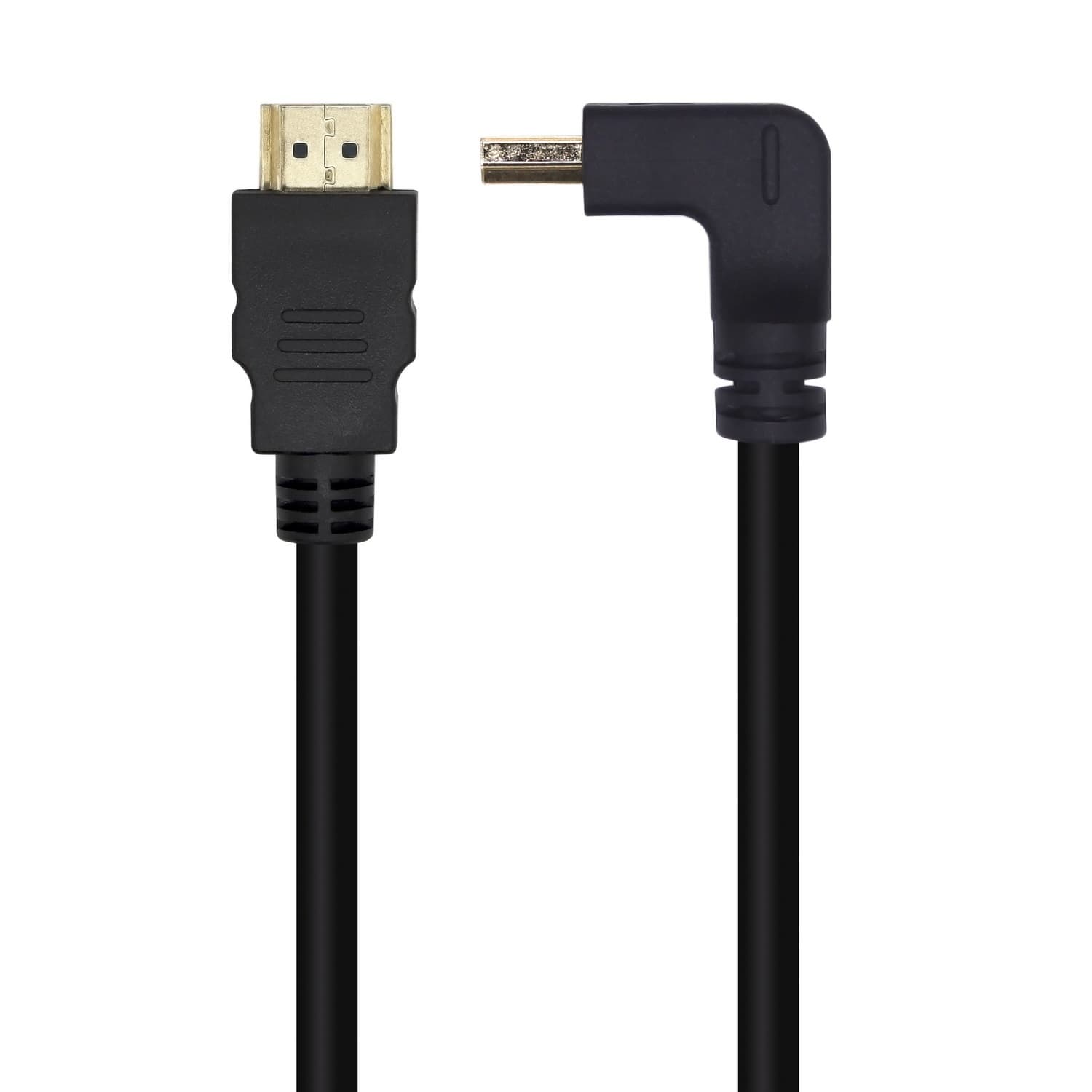 AISENS Cable HDMI V2.0 Acodado Premium Alta Velocidad / HEC 4K@60Hz 18Gbps, A/M-A/M, Negro, 2.0m