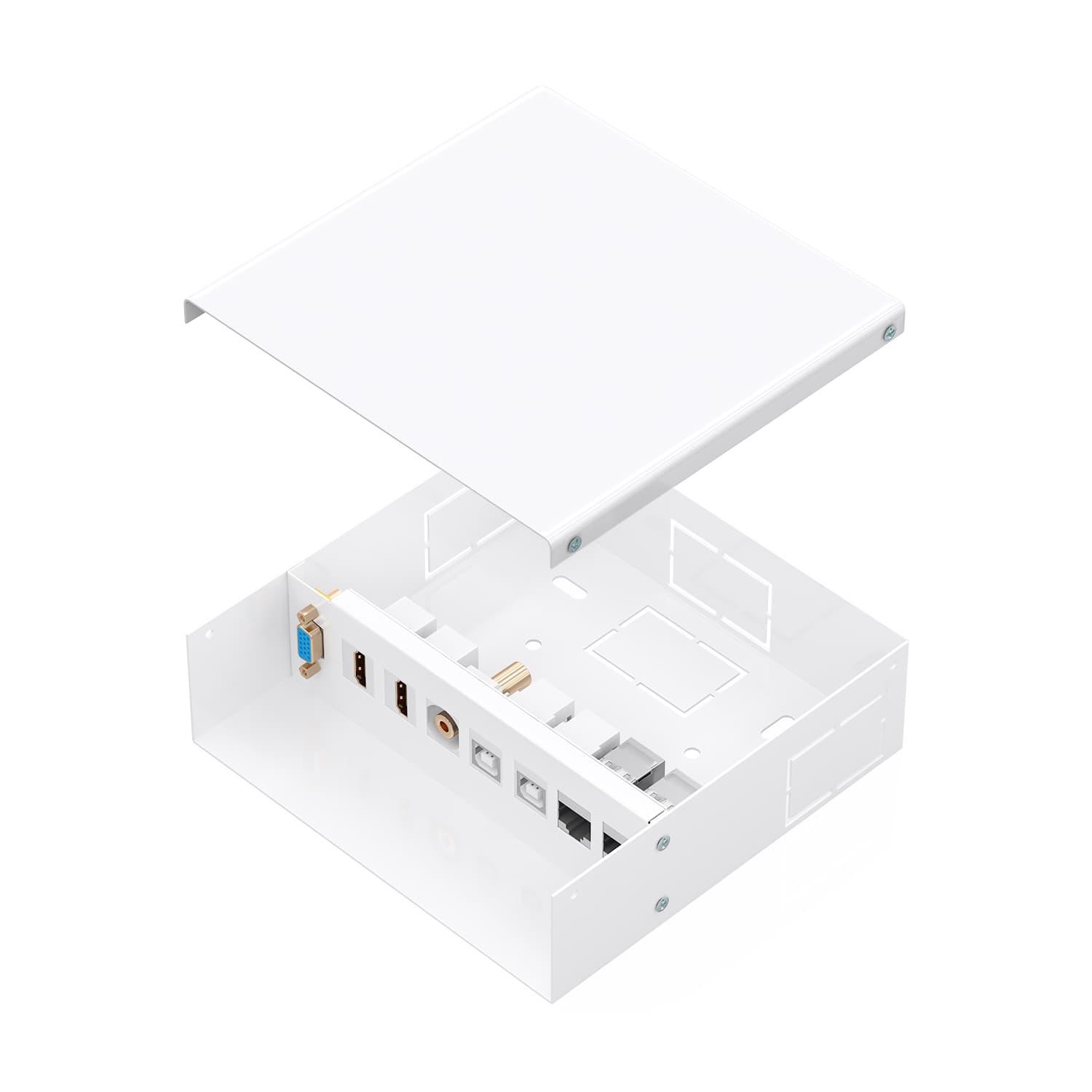 AISENS Caja de Conexiones VGA+Jack 3.5+2xHDMI+2xUSB-B+2xRJ45 Cat.6A STP, Blanco