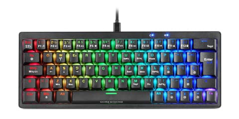 Mars Gaming MKMINIPRO, Teclado Mecánico Ultra-Compacto 60%, Switches Mecánicos Hot-Swappable, Iluminación RGB Chroma, Teclado Gaming Antighosting, Multiplataforma, Switch Silencioso, Español, Negro