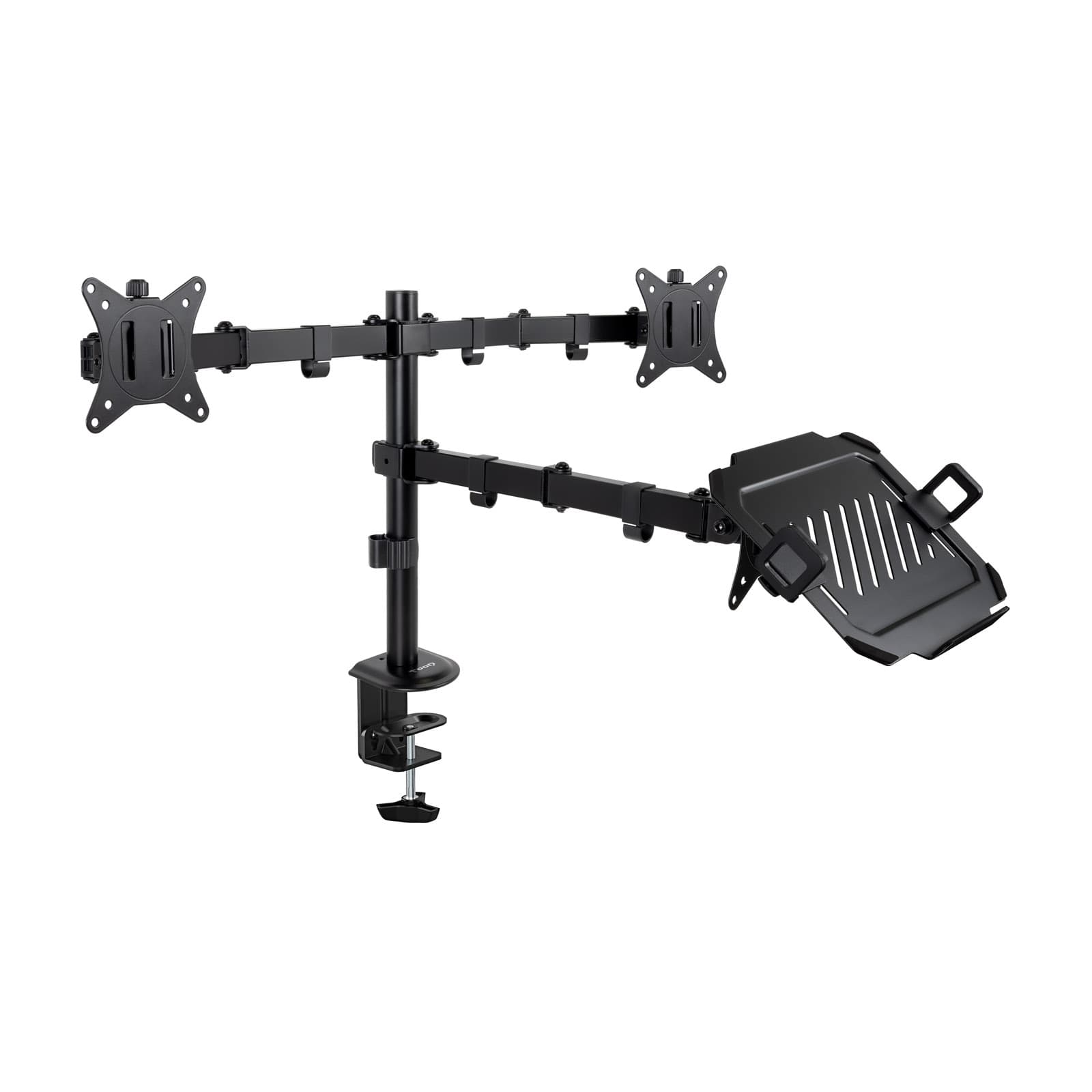 TooQ Soporte de Mesa para 2 Pantallas 17"-32" y Portátil, Negro