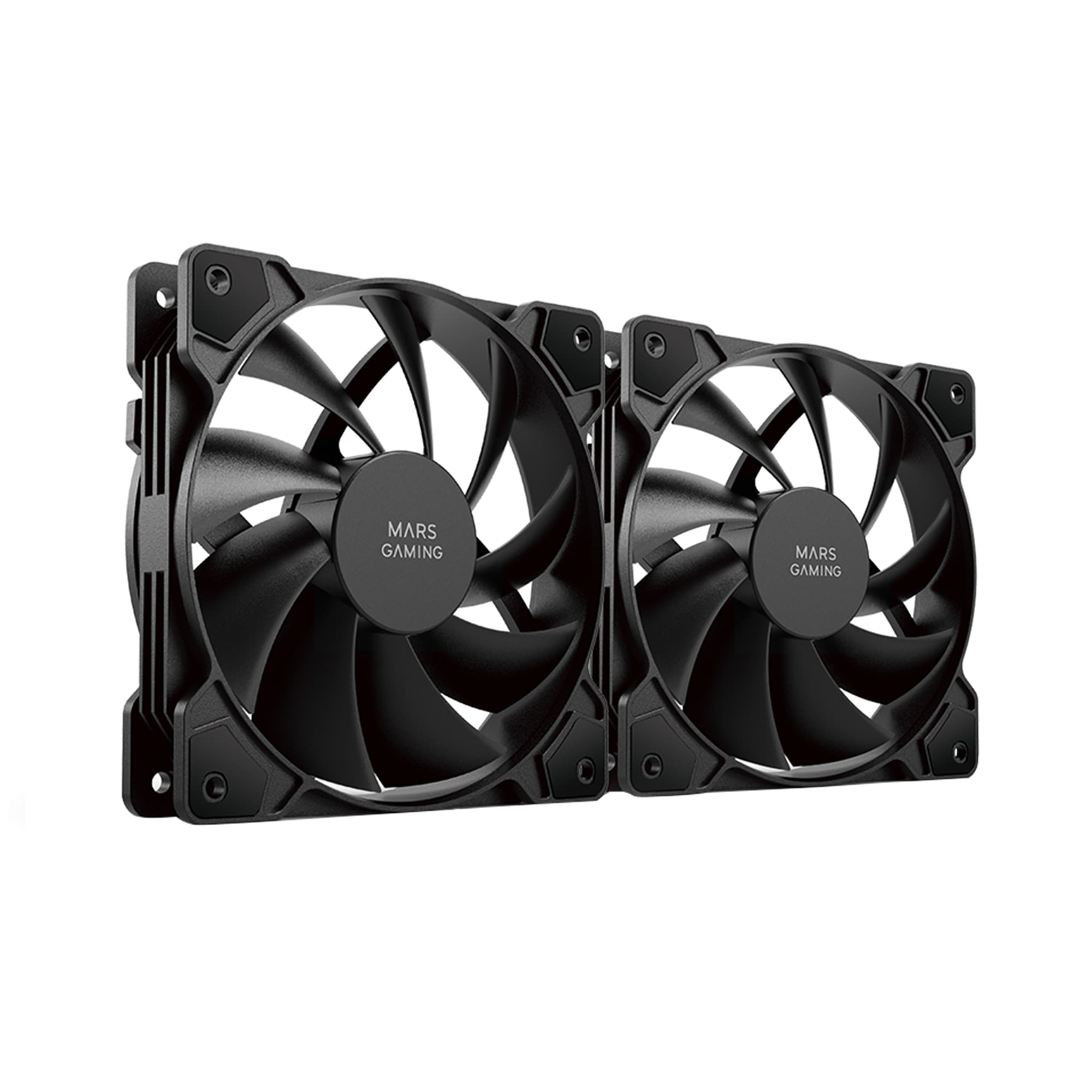 Mars Gaming MF-PROX2 Negro, Kit 2 Ventiladores 120mm, Sistema Anti-vibraciones, Ultra-silenciosos, Doble Conexión 3PIN + 4PIN