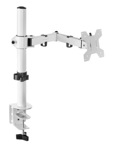 Mars Gaming MARM1 Blanco, Soporte de Monitor de Brazo para Pantallas Hasta 32”, Articulado y Regulable en Altura, Estructura Robusta, Compatible con VESA75 y VESA100