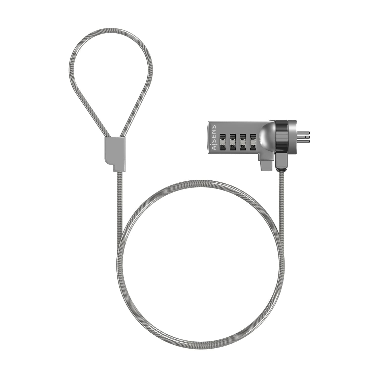 AISENS Cable de Seguridad con Cerradura de Combinacion para Ordenador, Monitor, Portatil 1.5M