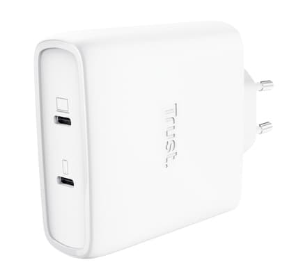 Trust Maxo Cargador GaN USB-C de 2 puertos de 100 W - Blanco