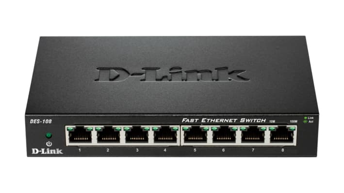 D-Link DES-108 switch No administrado L2 Gigabit Ethernet (10/100/1000) Escritorio Negro
