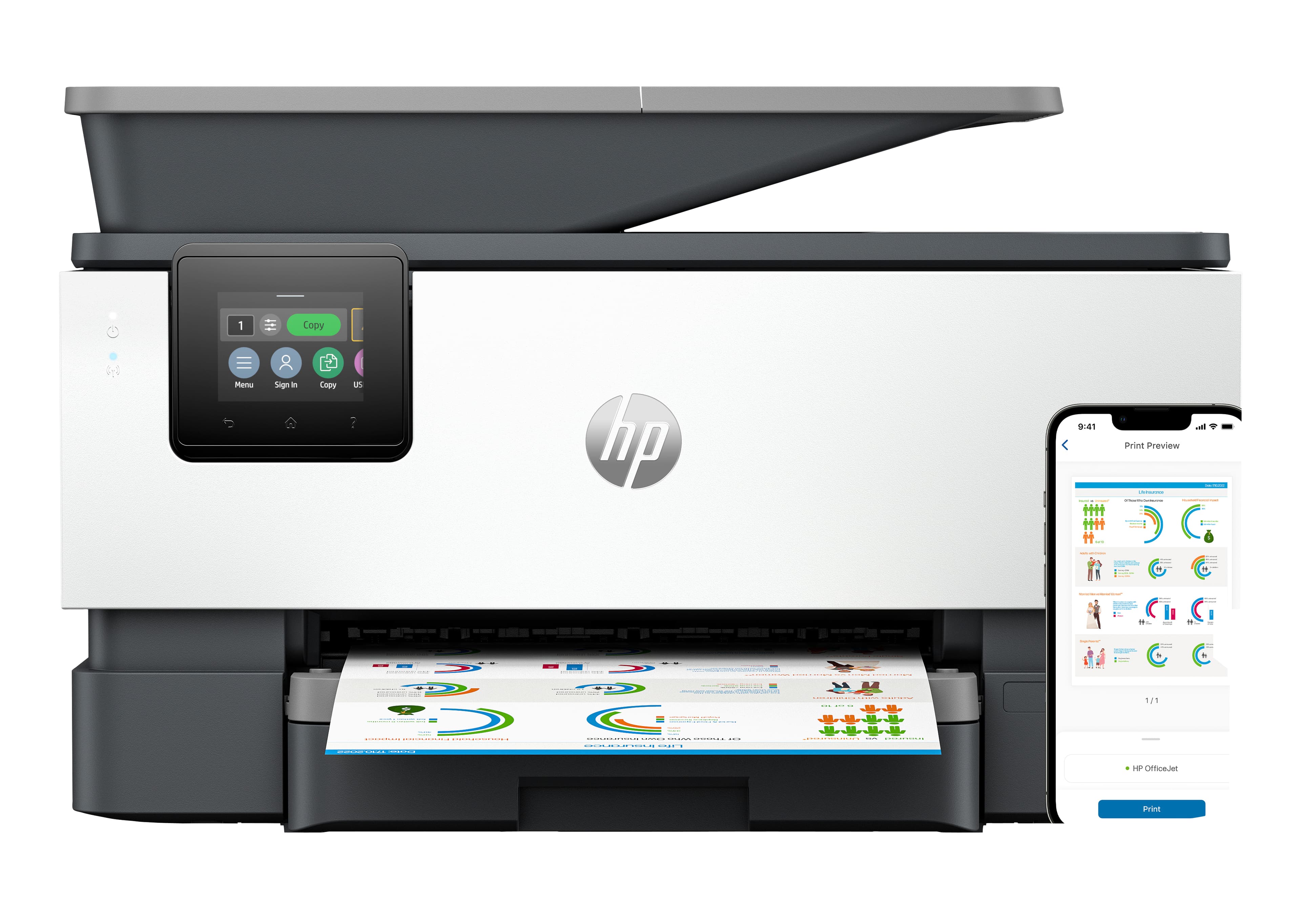 HP OfficeJet Pro 9120b Inalámbrico All-in-One Color Impresora, Impresión a doble cara; Copiadora y escáner