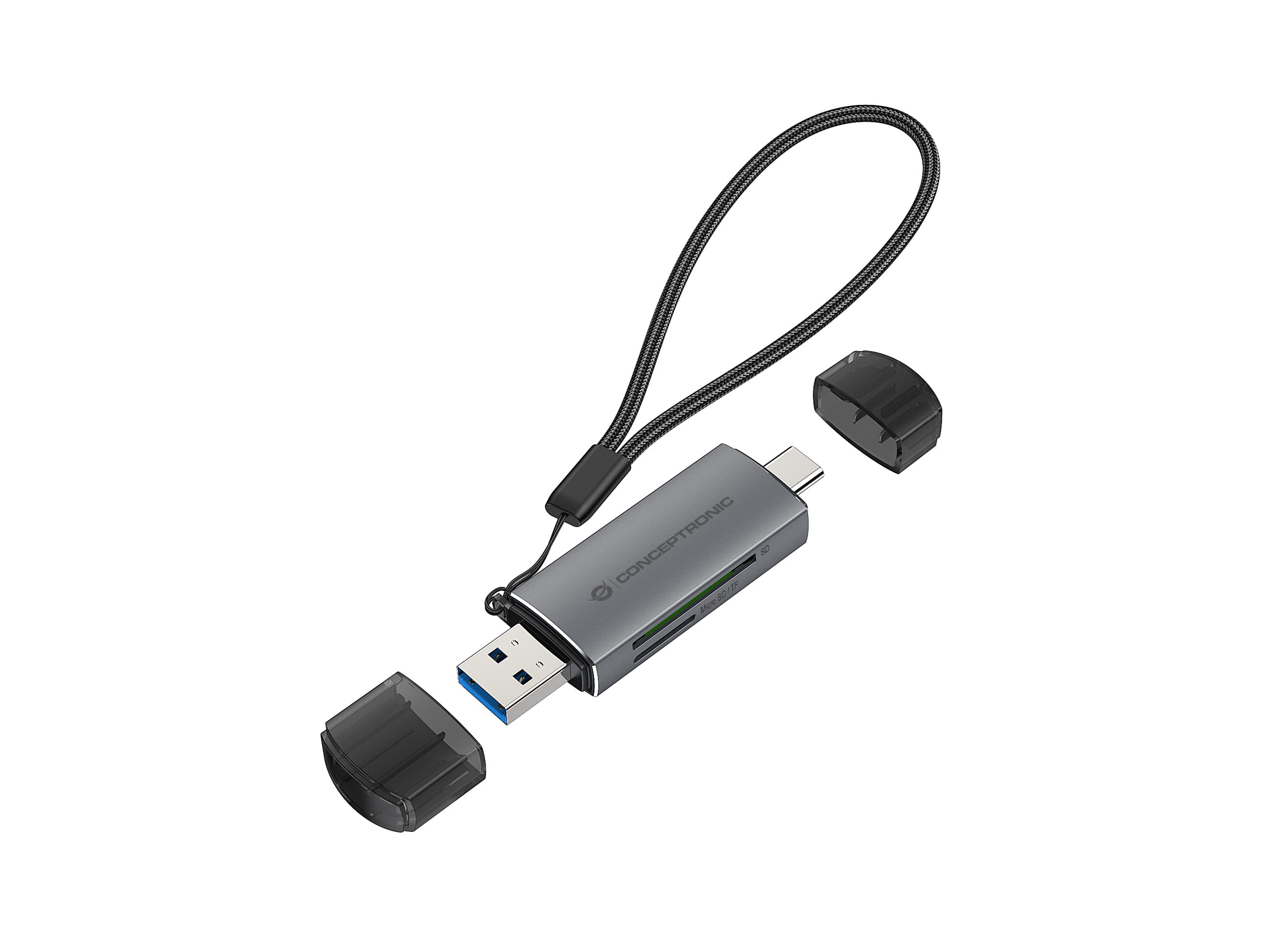 Conceptronic BIAN05G lector de tarjeta USB 3.2 Gen 1 (3.1 Gen 1) Type-A/Type-C Gris