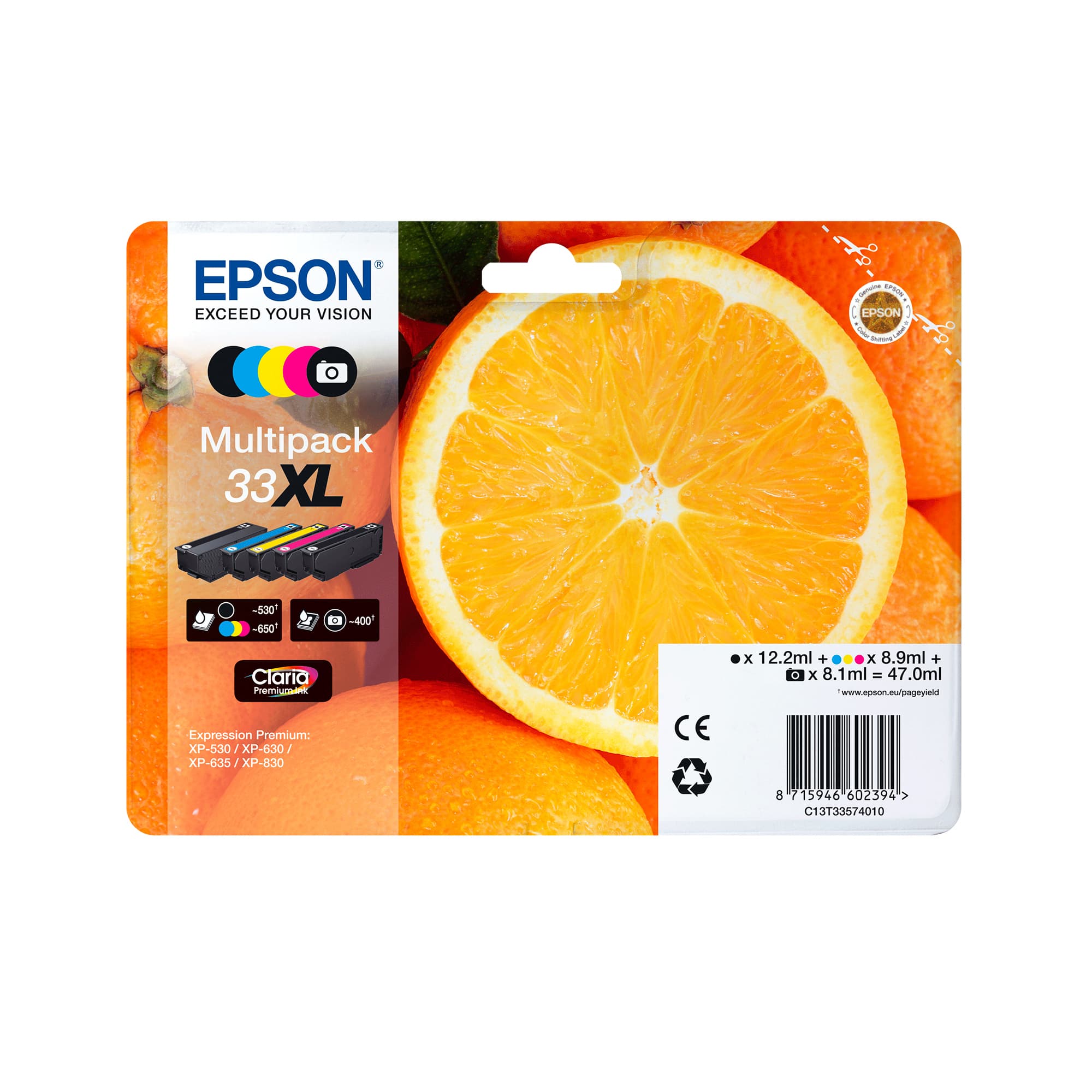 Epson Oranges Tinta amarilla 33XL Claria Premium Naranjas