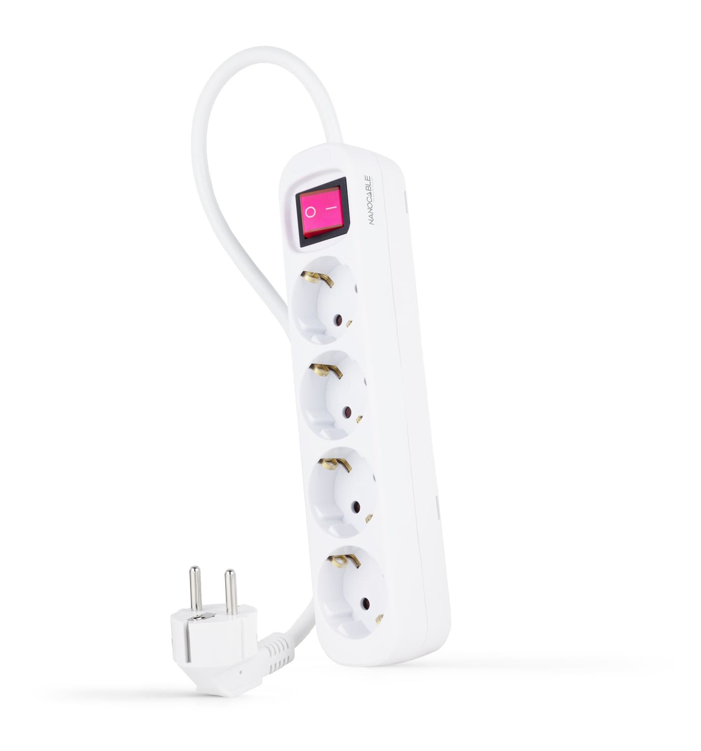 Nanocable Regleta de enchufes de 4 tomas con interruptor, 1.4 metros Blanca