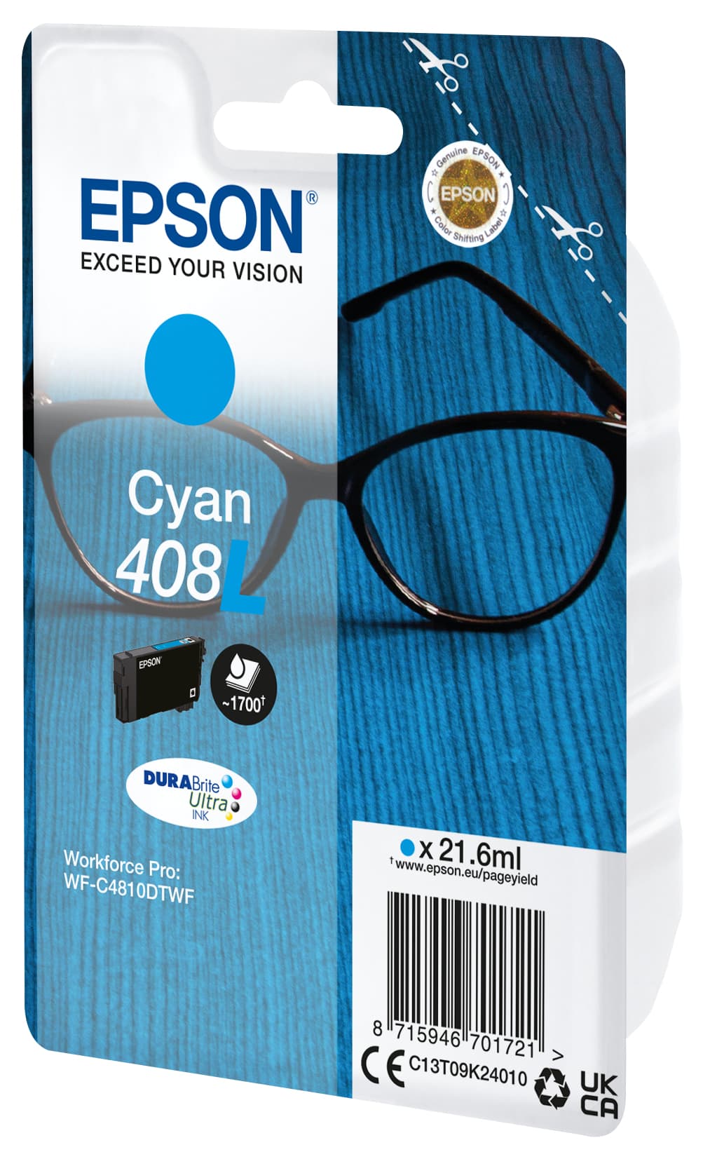 Epson Tinta cian 408L DURABrite Ultra Gafas