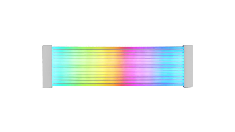 Mars Gaming MCA-24X, Cable de Alimentación ARGB 24PIN ATX para Placa Base, LEDs Ultra-brillantes, Iluminación ARGB Sincronizada, Cable Monocapa de Silicona Flexible con Tira de Luz Lateral