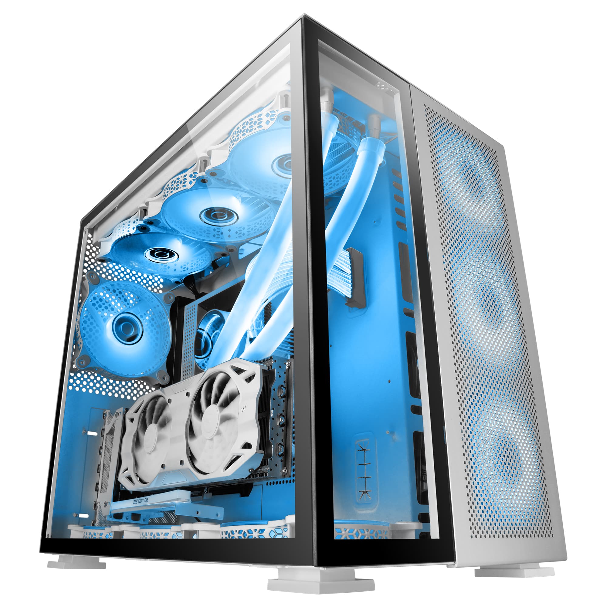 Mars Gaming MC-Nova, Torre Gaming Custom XXL E-ATX Aluminio, Doble Ventana Completa Cristal Templado, Estructura Modular Doble Cámara, USB-C