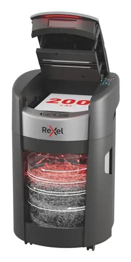Rexel ShredMax AutoFeed+ 200X triturador de papel Corte cruzado 55 dB 22,5 cm Negro