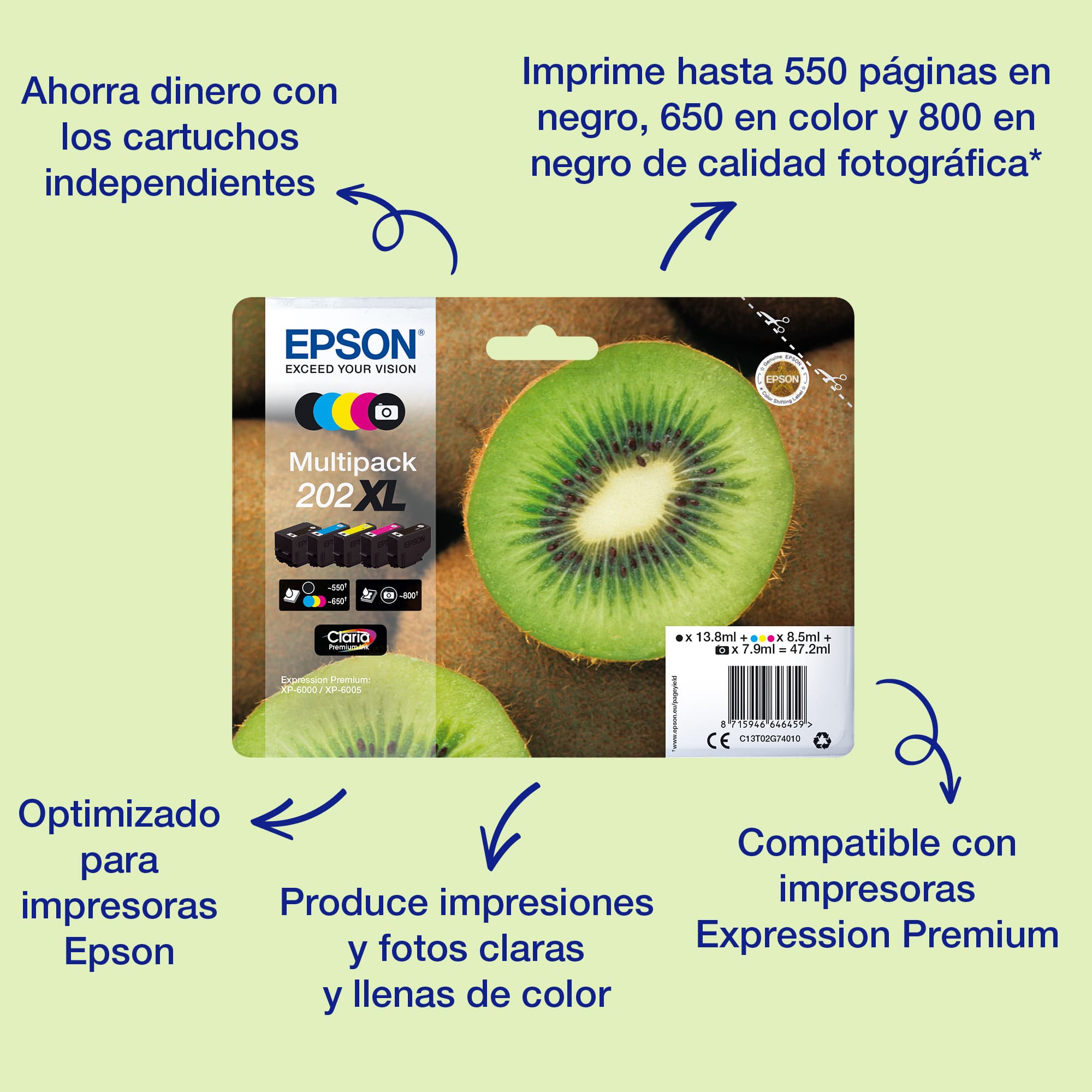 Epson Kiwi Singlepack Photo Black 202 Claria Premium Ink