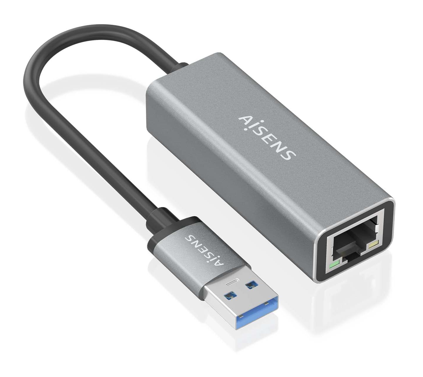 AISENS Conversor USB 3.0 a ethernet Gigabit 10/100/1000 Mbps, Gris, 15cm