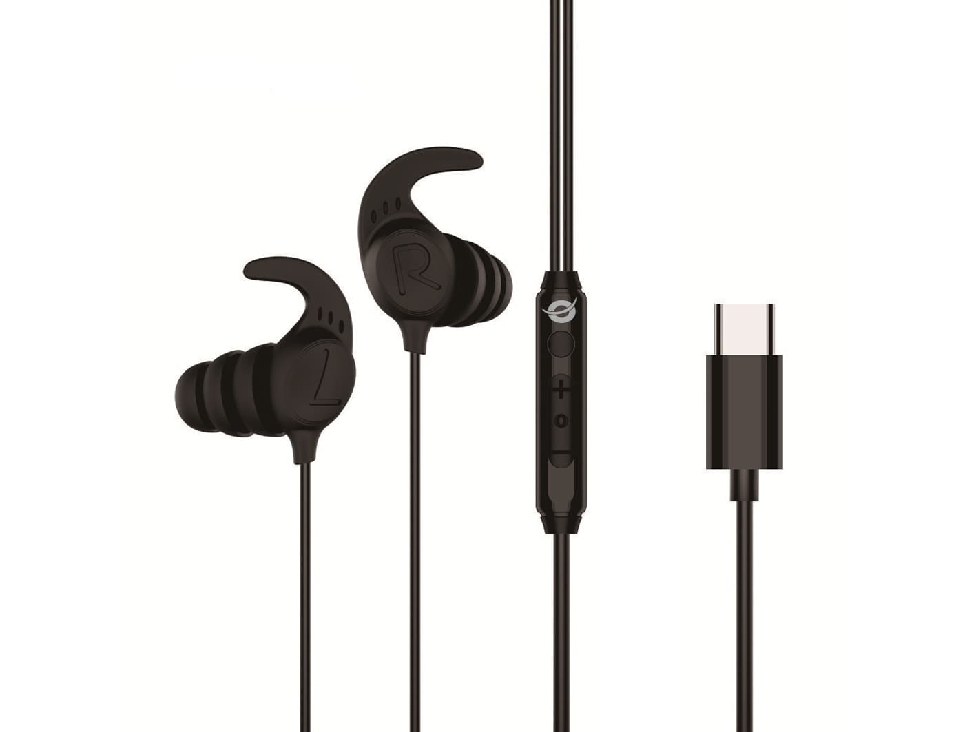 Conceptronic BRENDAN05B auricular y casco Auriculares Alámbrico gancho de oreja, Dentro de oído Llamadas/Música USB Tipo C Negro