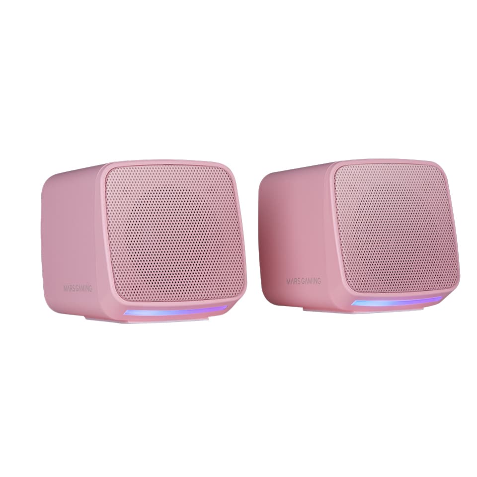 Mars Gaming MS-PRO, Altavoces Compactos 10W, Iluminación RGB Flow Dinámica, Altavoz PC con Caja de Control y Entrada Jack 3.5mm, Altavoces Gaming Compatibles con PC / Mac / Smartphone / Tablet, Rosa