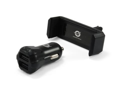 Conceptronic CUSBCAR2AKIT cargador de dispositivo móvil Smartphone, Tableta Negro Encendedor de cigarrillos Auto