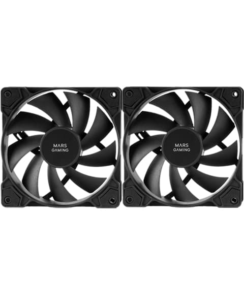 Mars Gaming MF-PWMX2 Negro, Kit 2 Ventiladores 120mm, Ultra silenciosos FDB 12dB, Sistema Anti-vibraciones, Sistema PWM