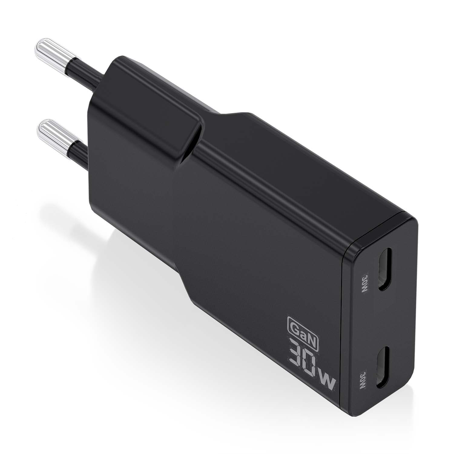 AISENS ASCH-30W2P049-BK cargador de dispositivo móvil Cámara digital, MP3, MP4, Teléfono móvil, Navegante, Portátil, Consola de juegos portátil, Smartphone, Tableta, Universal Negro Corriente alterna Carga rápida Interior