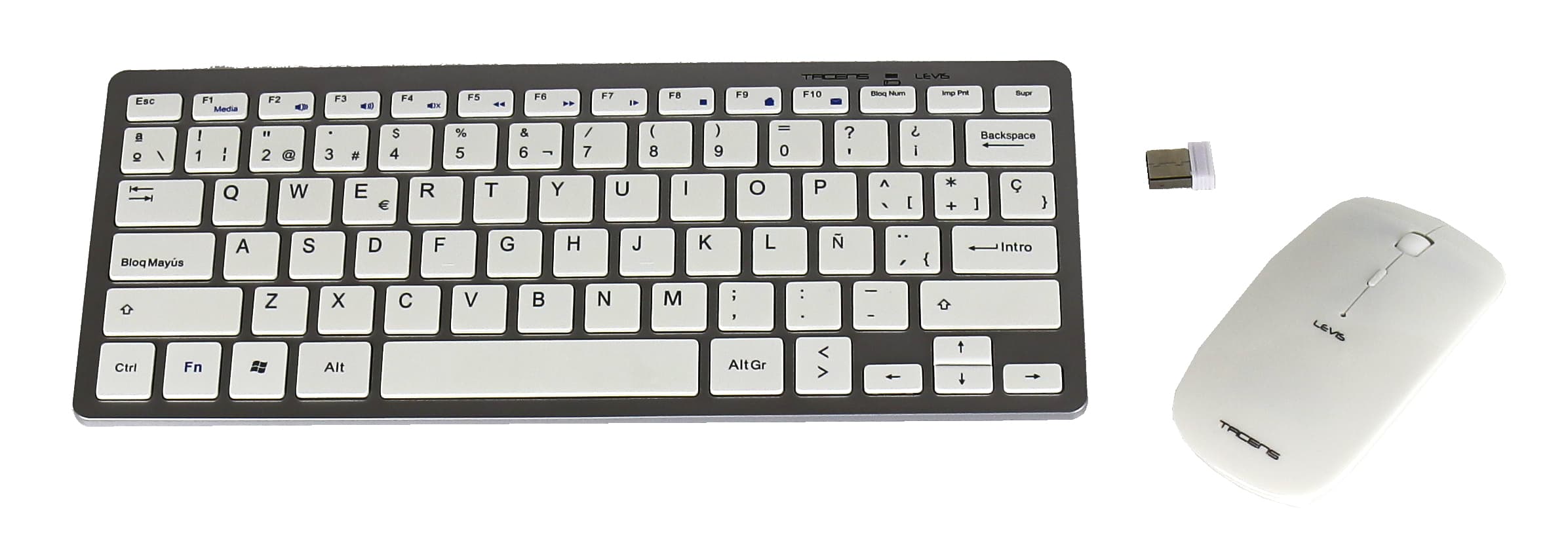 Tacens LEVIS COMBO, Pack de Teclado y Ratón Inalámbrico Blanco, Wireless 2.4G, Ratón Ambidiestro,Teclado Qwerty Español