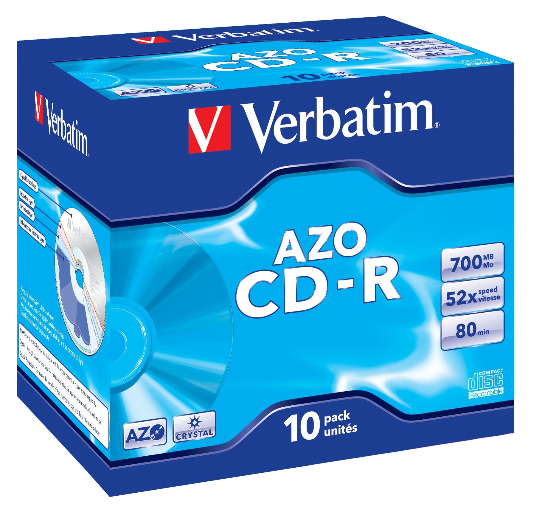 Verbatim CD-R AZO Crystal 700 MB 52x 10 pieza(s)