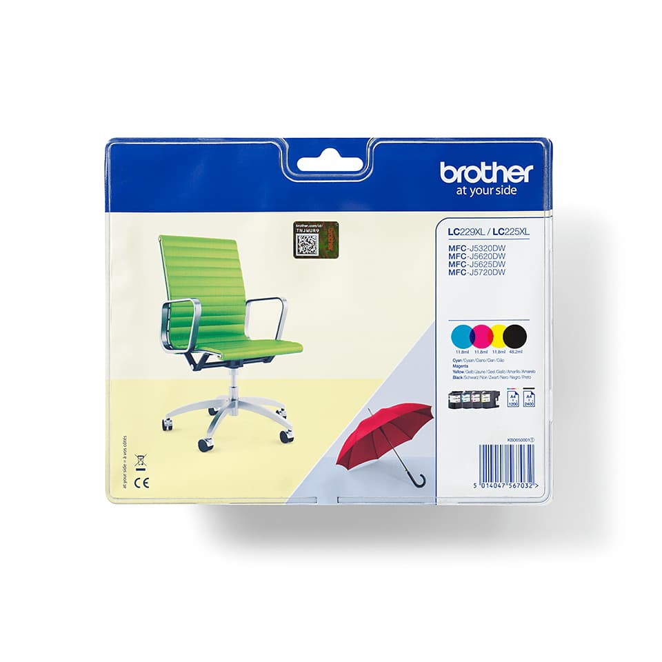 Brother LC-229XLVALBP cartucho de tinta 4 pieza(s) Original Negro, Cian, Magenta, Amarillo