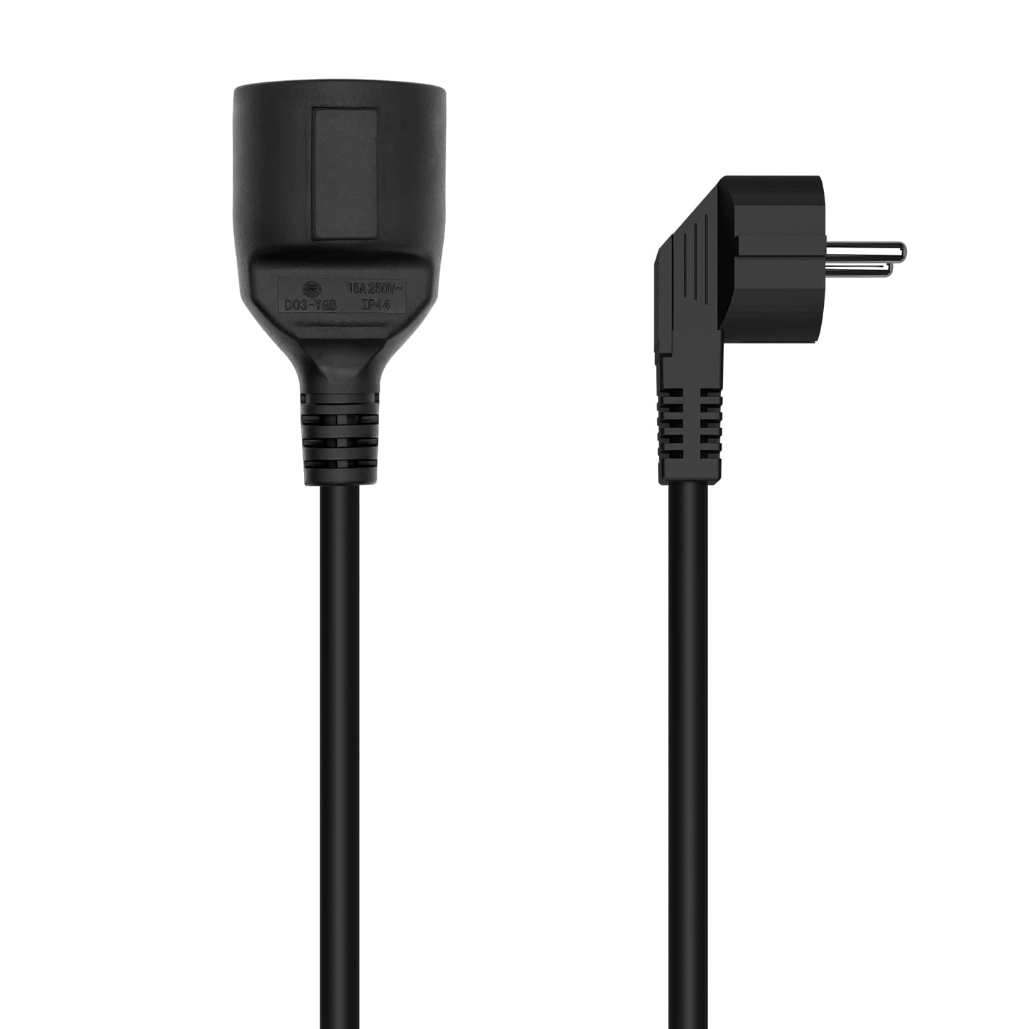 AISENS Cable Alargador de Alimentacion Schuko, CEE7/M-CEE7/H, Negro, 2.0M