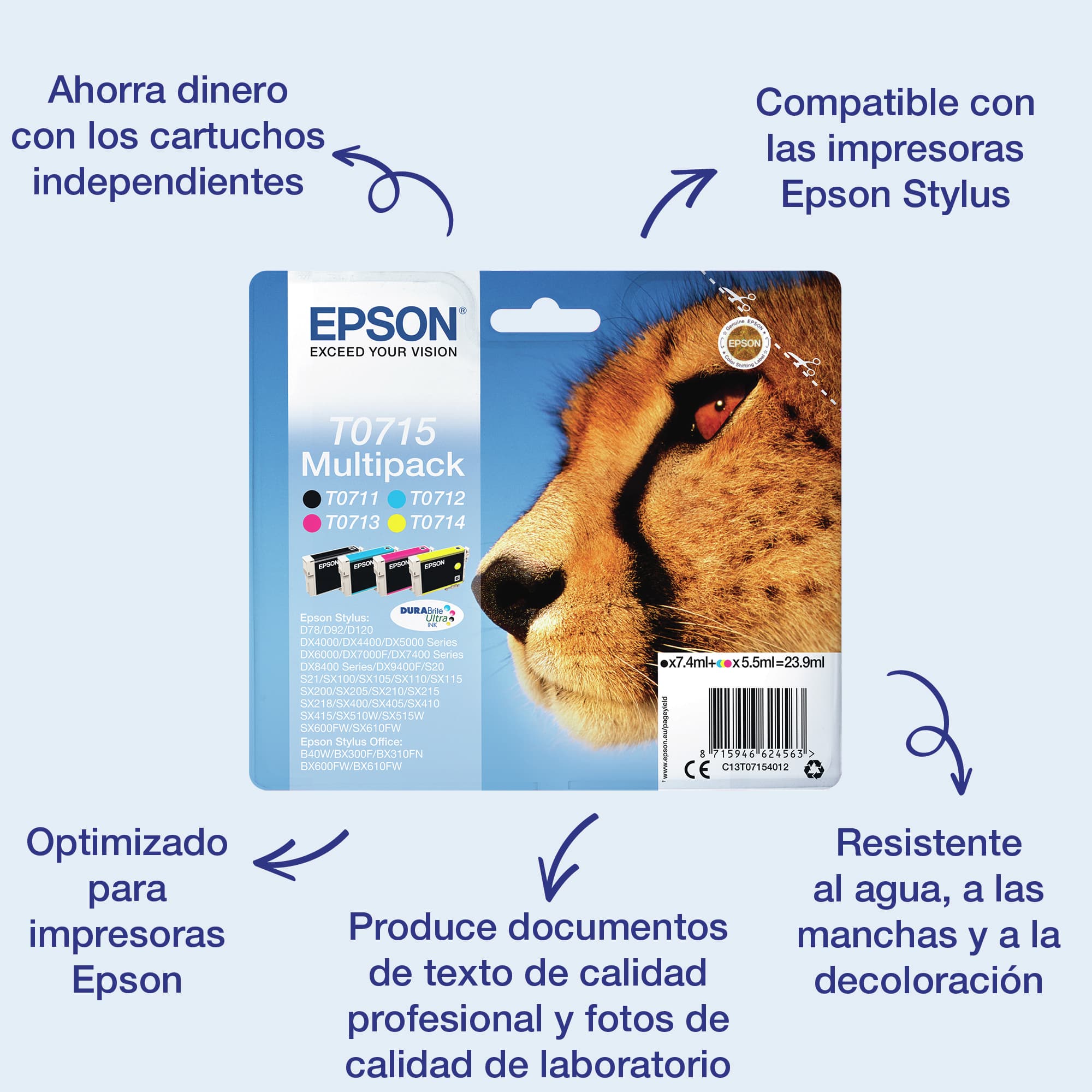 Epson Singlepack Cyan T0712 DURABrite Ultra Ink
