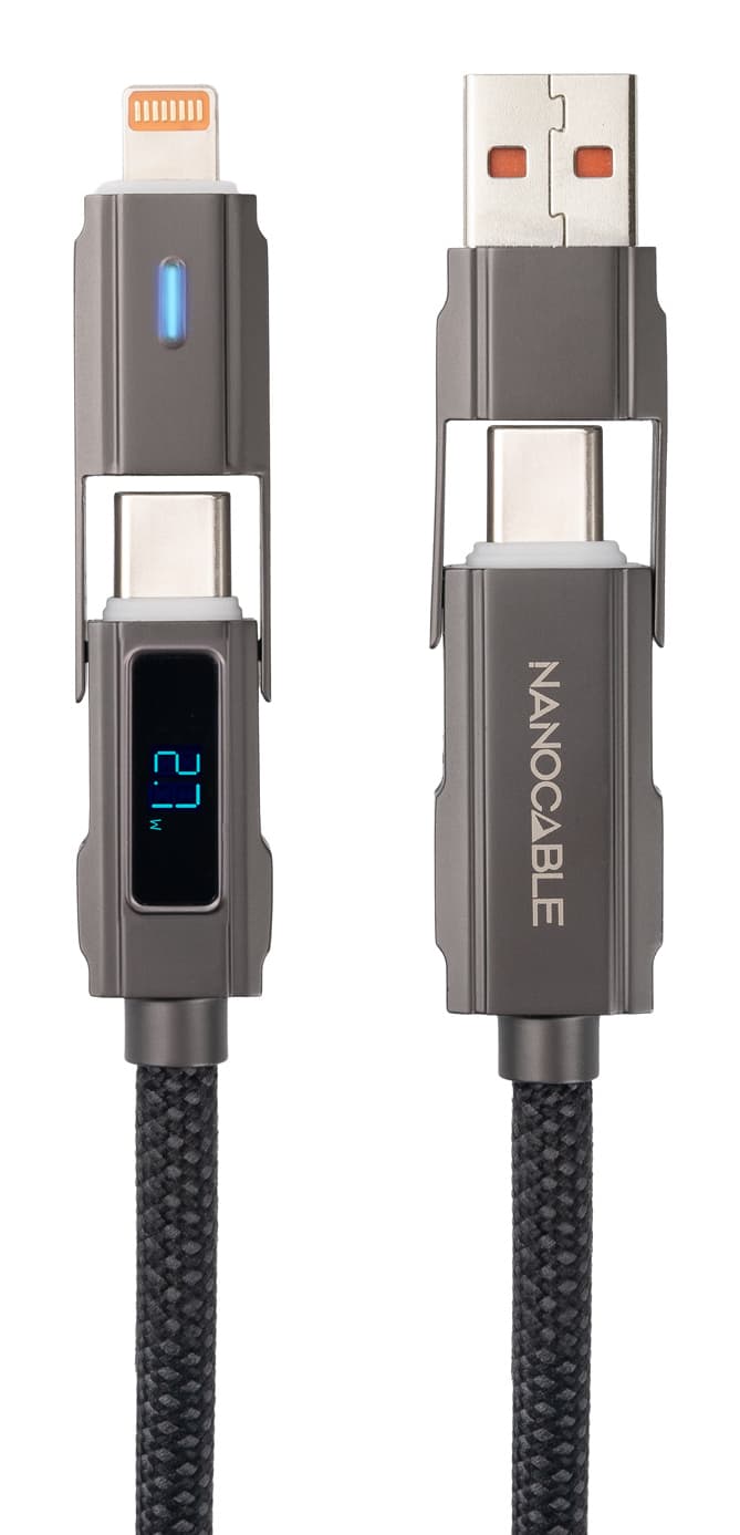 Nanocable 10.01.2501 cable USB USB 2.0 1 m USB A/USB C USB C/Lightning 27 W Negro