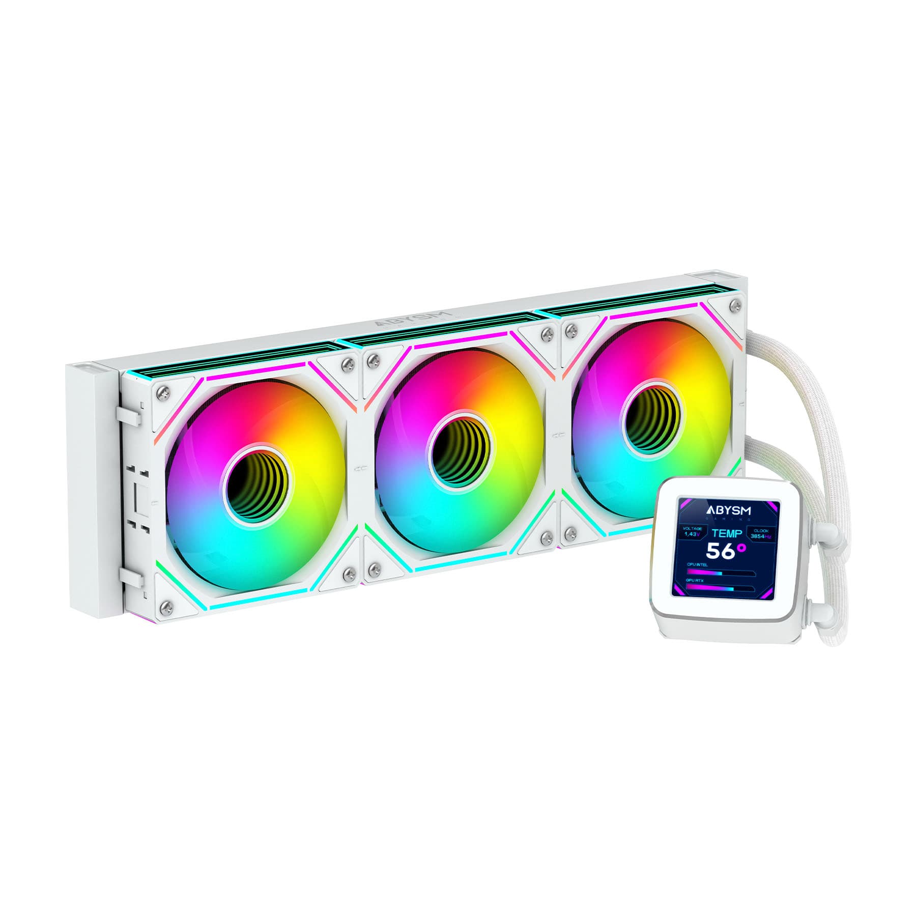 ABYSM Oceanic LCD 360 ARGB Procesador Sistema de refrigeración líquida todo en uno 12 cm Blanco 1 pieza(s)