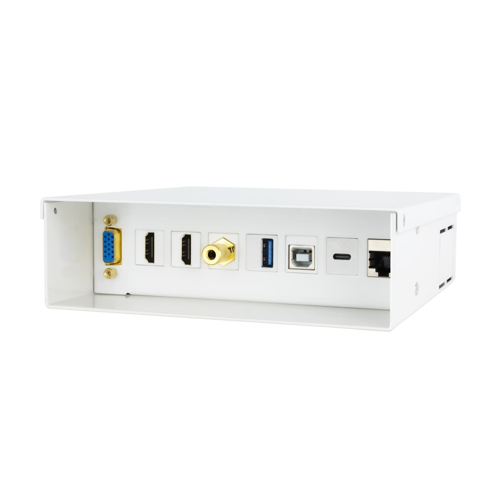 Nanocable Caja de conexiones multimedia de pared VGA + 2xHDMI + JACK3.5 + 1xUSB-C 10G + 1xUSB-B 2.0 + 1xUSB-A 3.0 + 1xRJ45 Cat.6A STP, Blanco