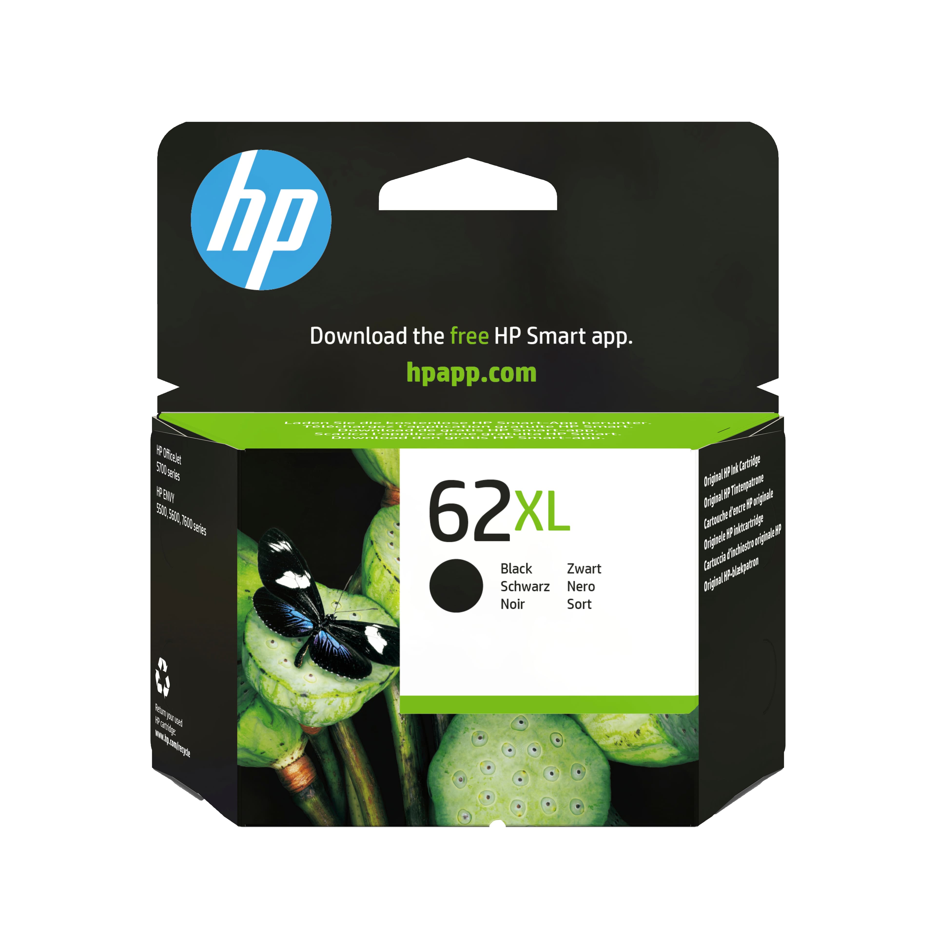 HP Cartucho de tinta original 62XL de alta capacidad negro